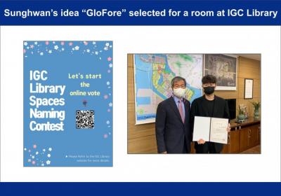 Sunghwan’s idea “GloFore” selected for a room at IGC Library